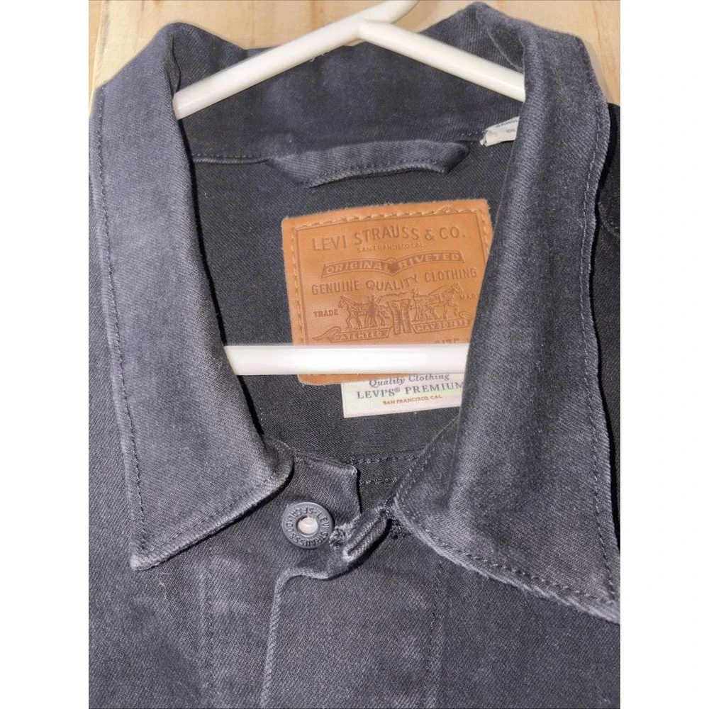 Levis Trucker Jacket Mens 2XL Faded Black Denim Stretch Unlined